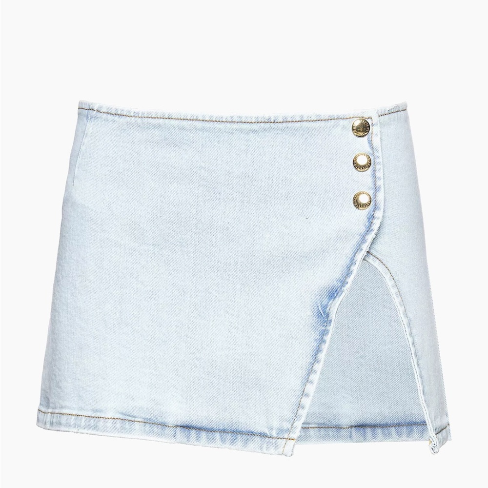 Retrofete Kayden Denim Mini Slit Short Skirt Size Small NEW